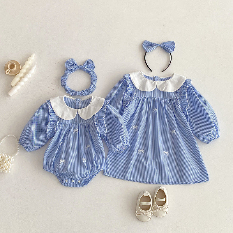 Body/ Striped Children's Dress with Bow