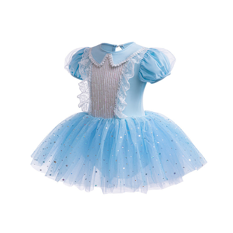 Vestido infantil de princesa con estrellas de tul