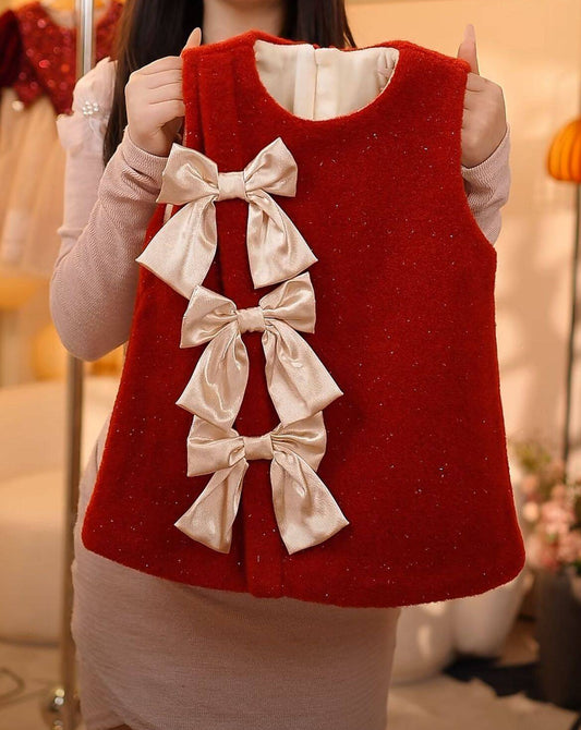 Red Children's Dress with Bows