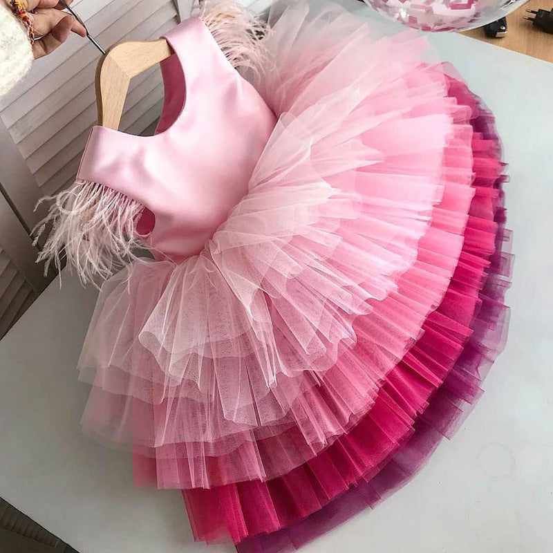 Vestido de fiesta de tul en capas