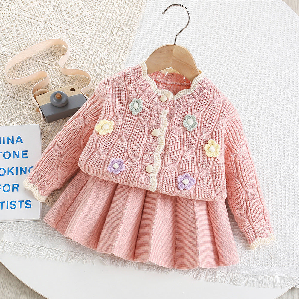 Girls' Flower Knit Set