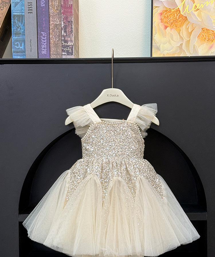 Shiny Children's Dress with Tulle