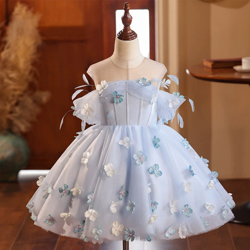 Vestido infantil de mariposa azul