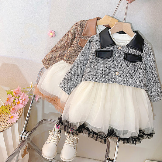 Children's Tweed and Leather Dress