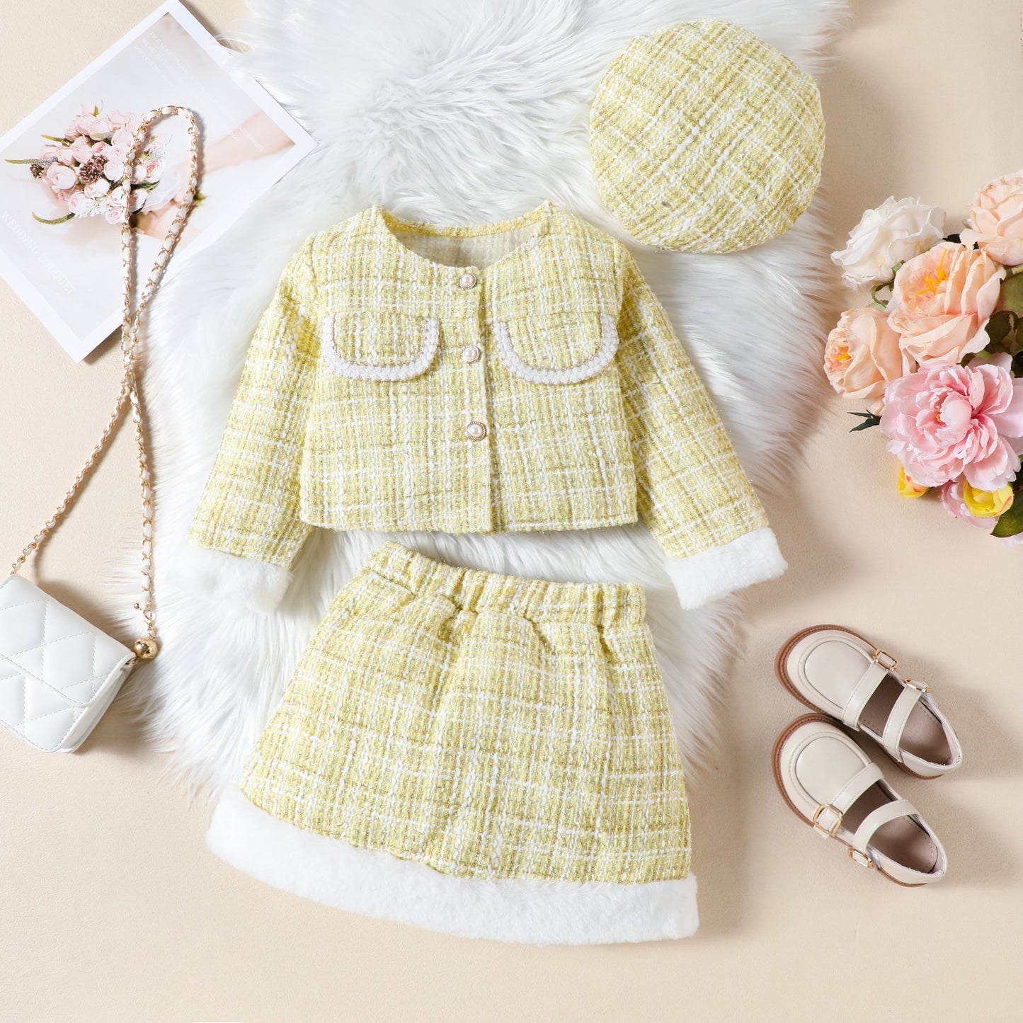 Girls' Tweed Furry Set