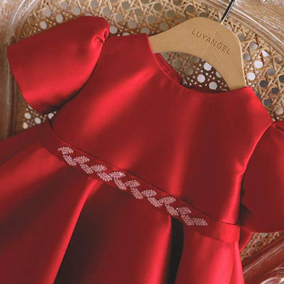 Children's Satin Dress with Belt