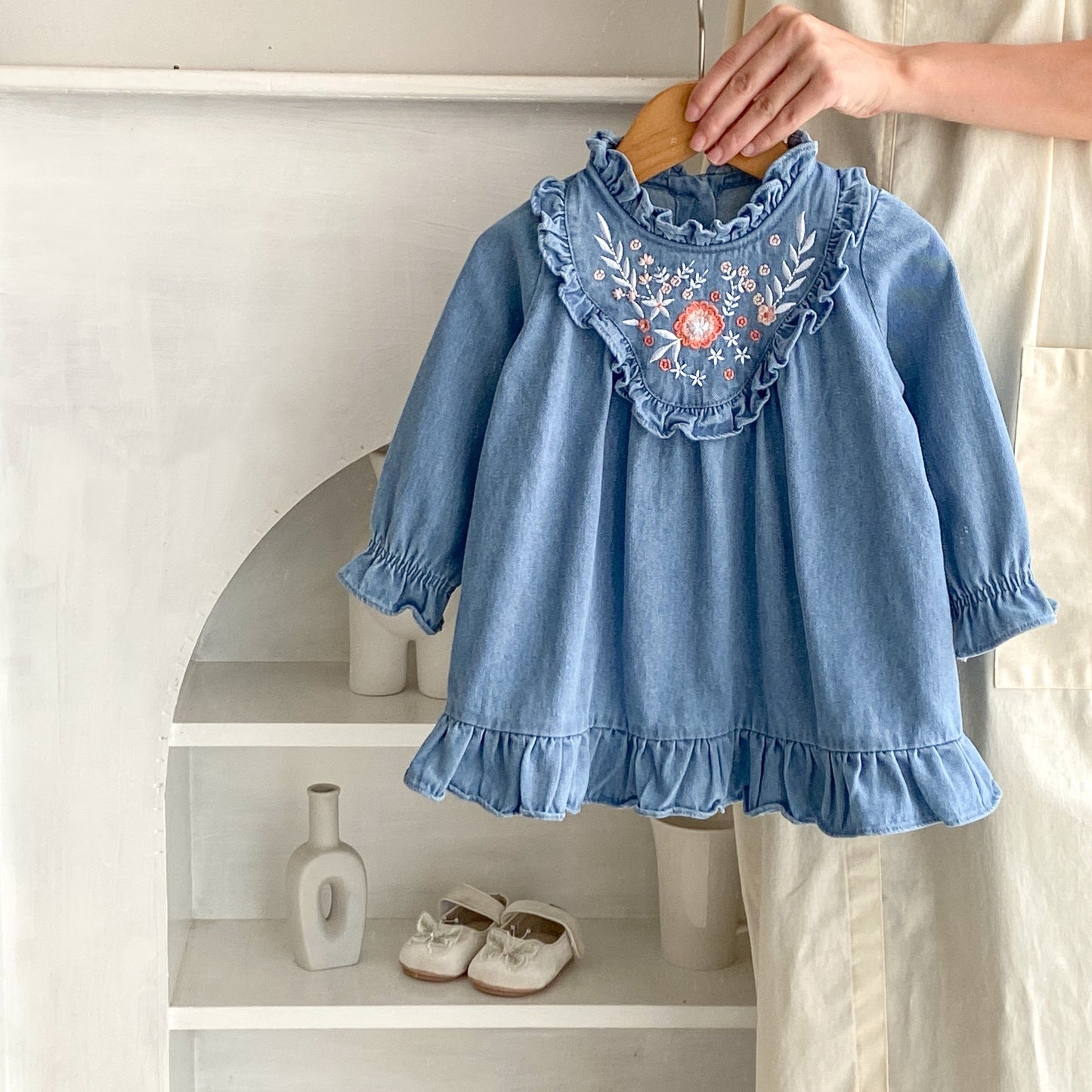 Embroidered Children's Jeans Dress