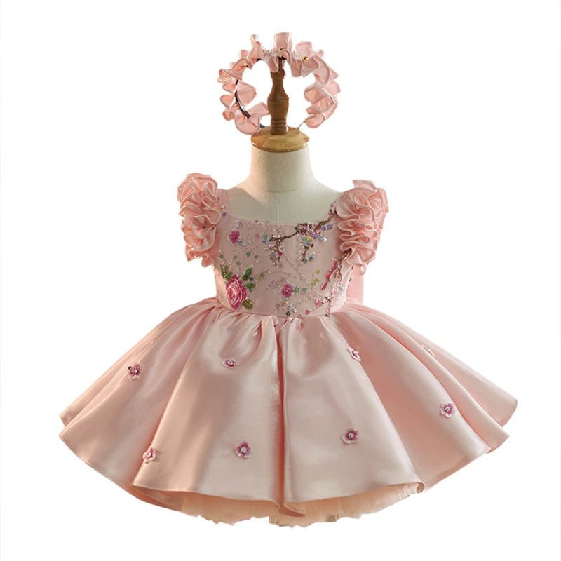 Girls' Party Dress with Flowers
