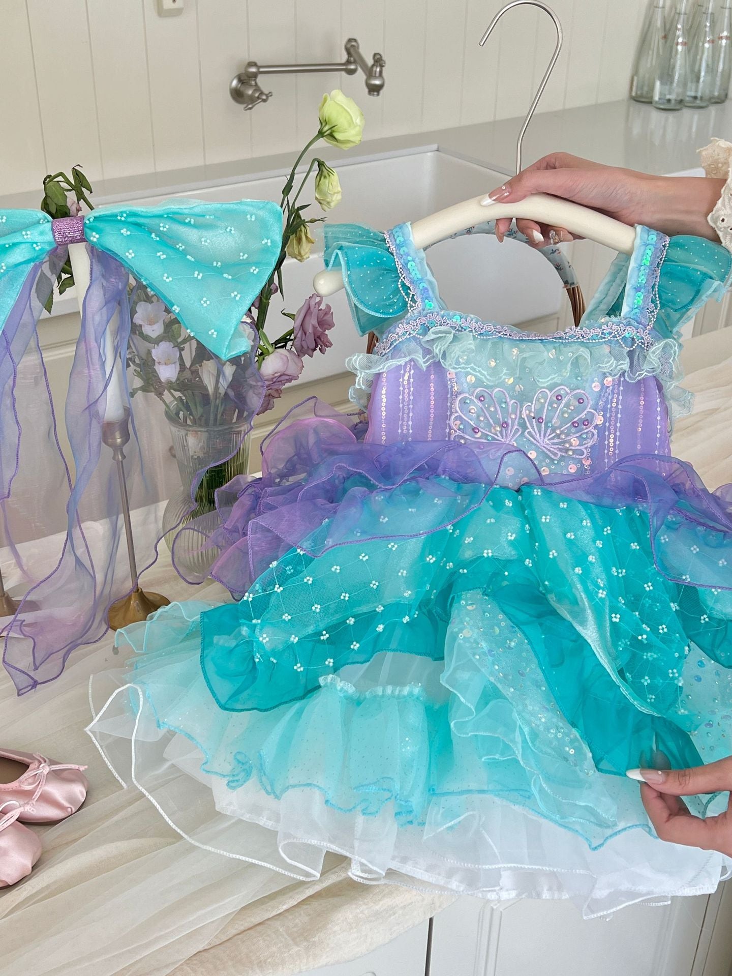 Vestido infantil con lazo de sirena