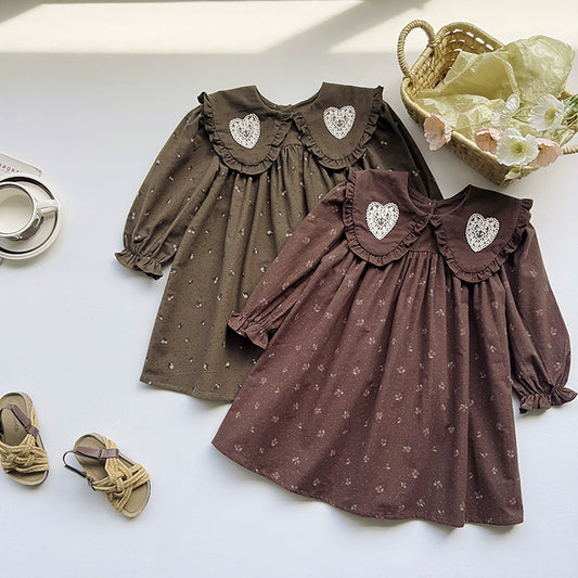 Children's Dress with Heart Collar