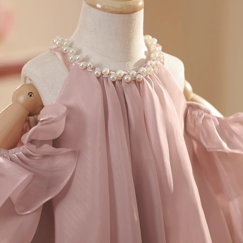 Children's Puffy Dress with Pearls