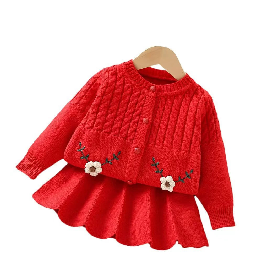 Girls' Flower Knit Set