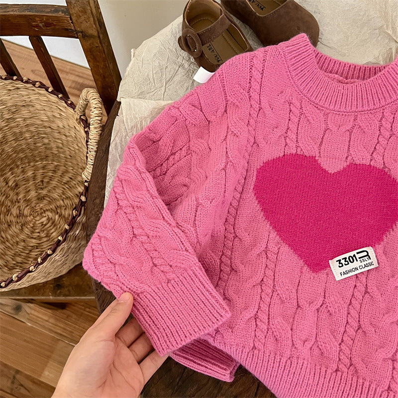 Corazón rosa tejido para niños
