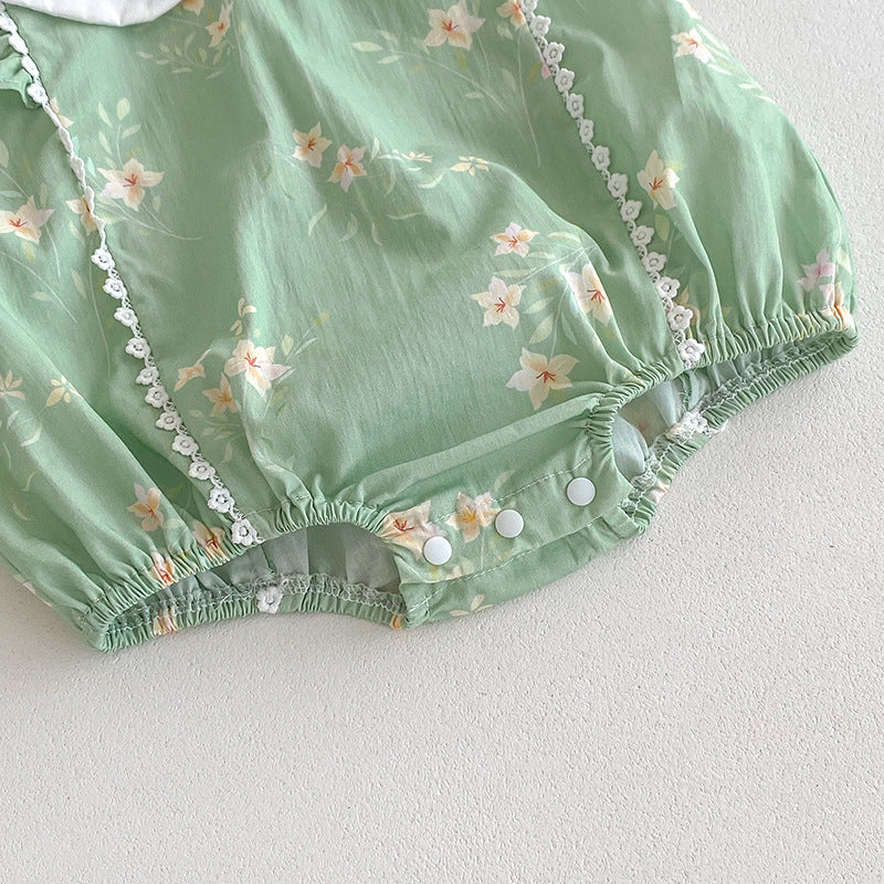 Children's Green Dress with Little Flowers