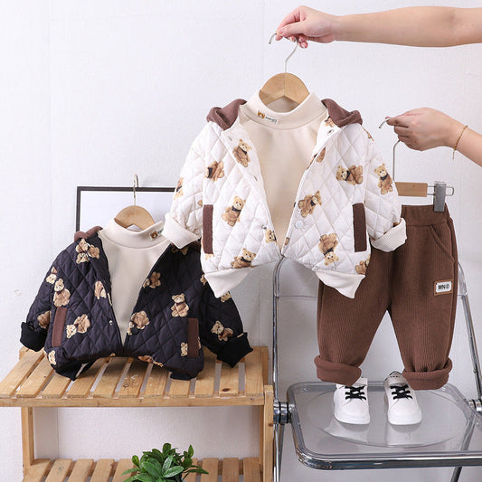 Conjunto infantil de 3 piezas de osito de peluche de invierno