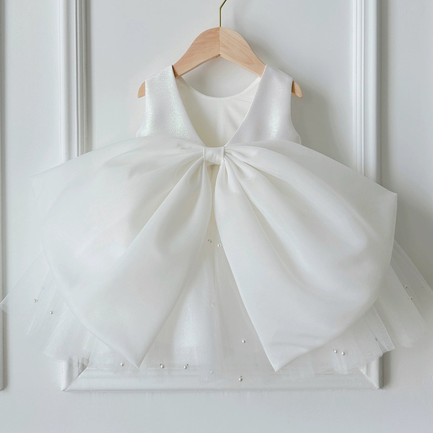 Children's Party Dress with Pearls and Bow