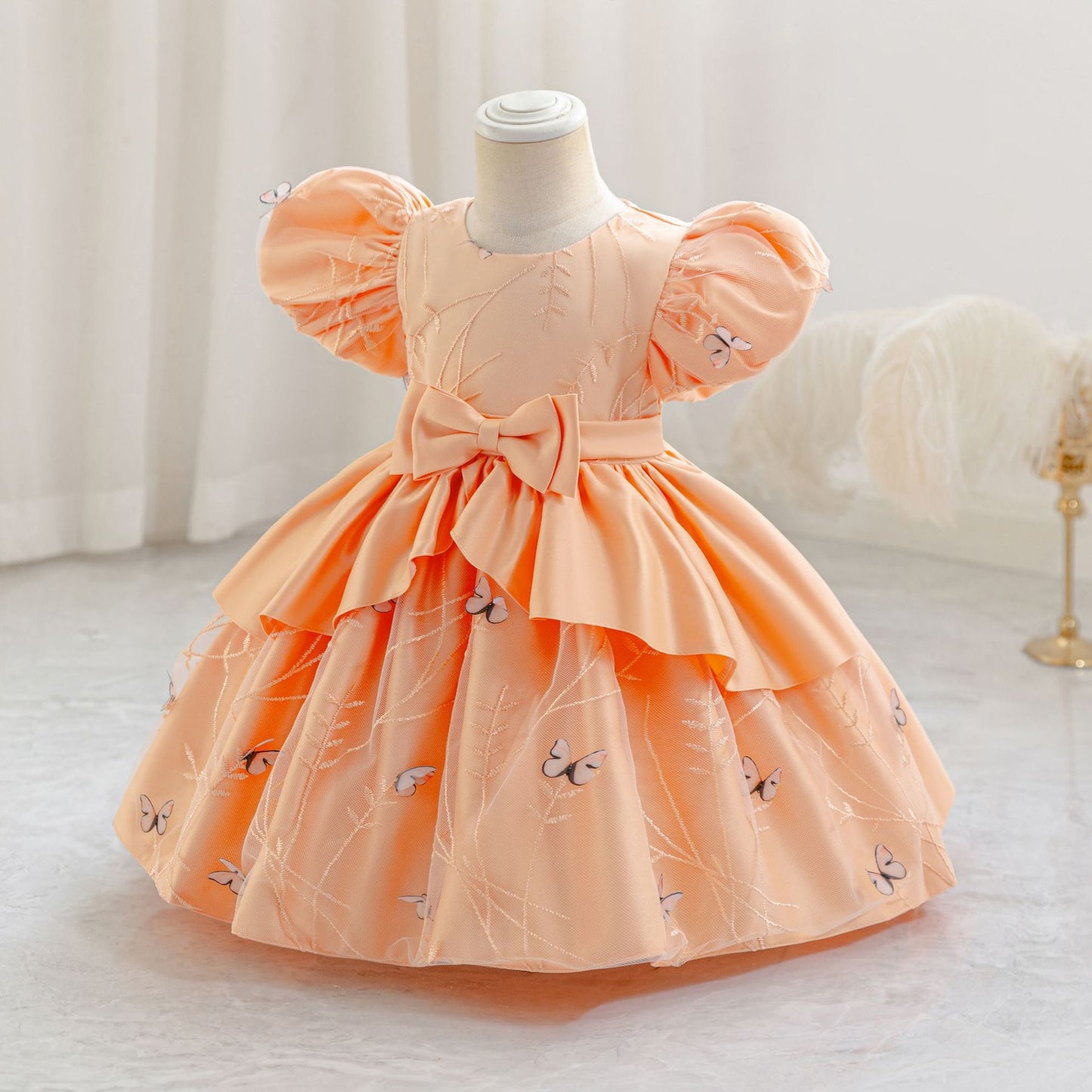 Children's Party Dress with Butterfly Bow