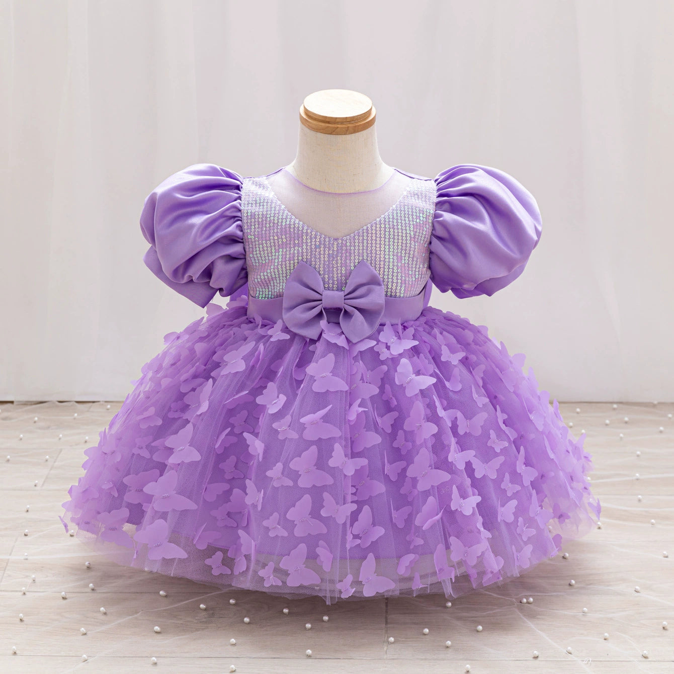 Children's Party Dress with Butterflies and Bows