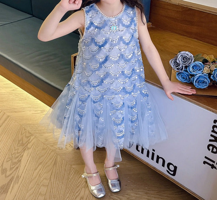 Vestido infantil de sirena brillante