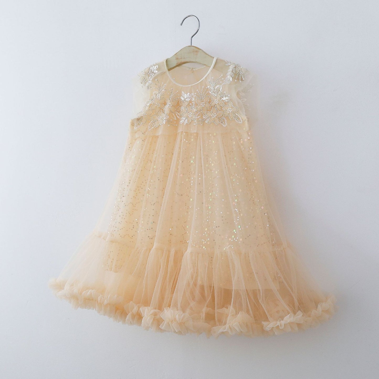 Vestido infantil de tul con purpurina