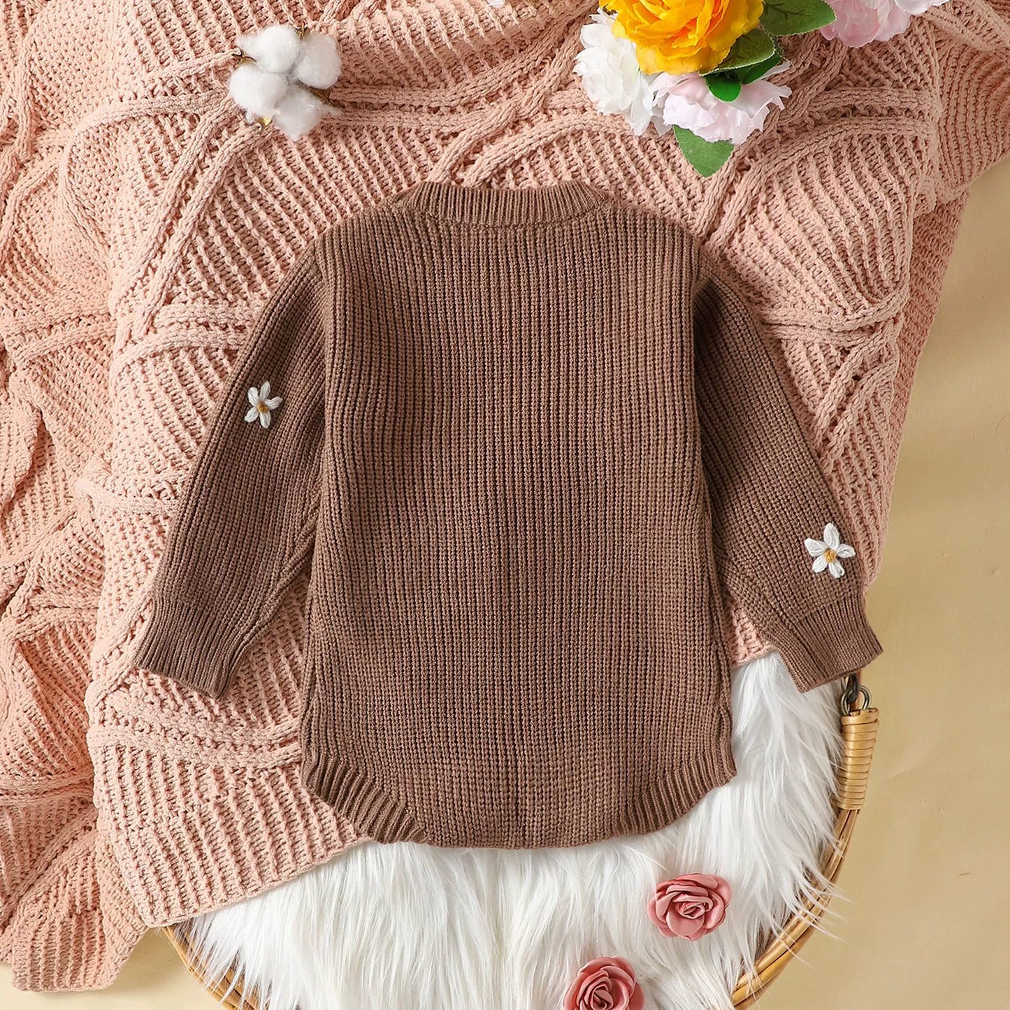 Children's Knitted Flower Bodysuit
