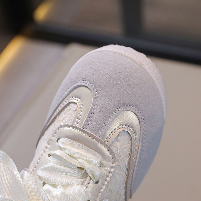 Zapatillas de tenis para niñas con encaje de lentejuelas
