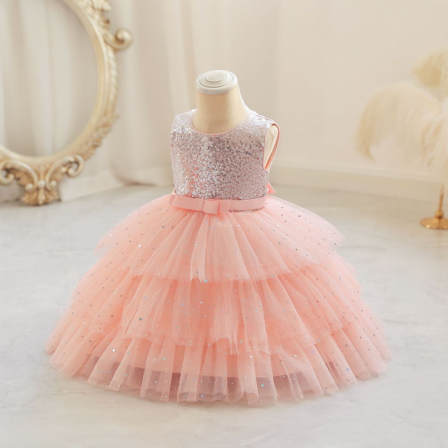 Shiny Tulle Layered Party Dress