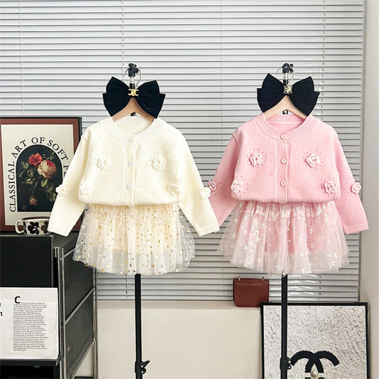 Children's Set with Flowers and Tulle Skirt