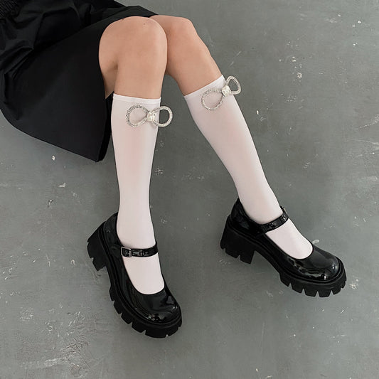 Children's Socks with Shiny Bow