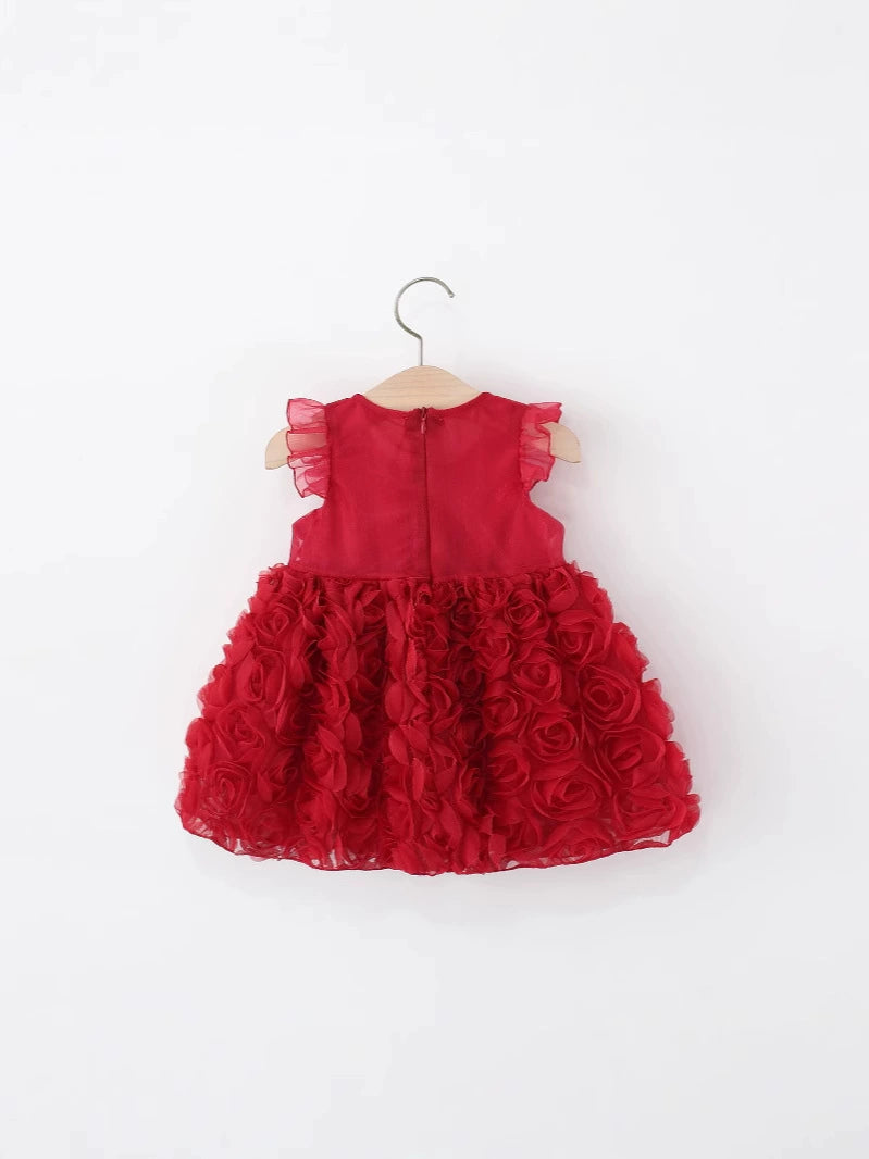 Children's Party Dress with Flowers and Bow