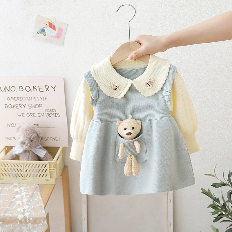Teddy Bear Collar Knit Dress