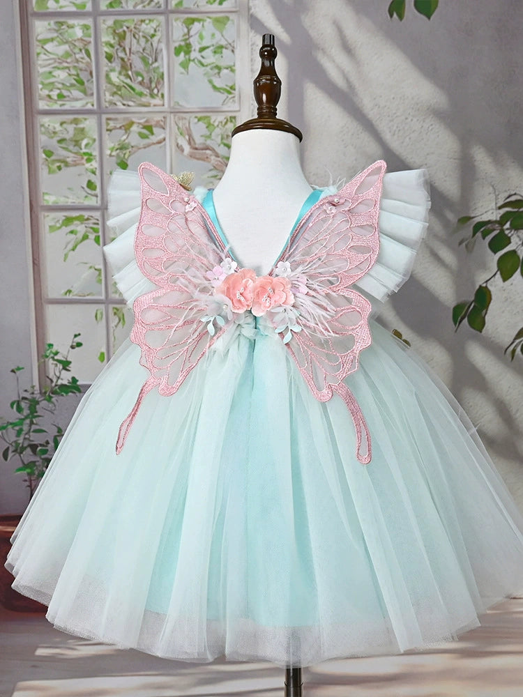 Enchanted Green Floral Party Dress