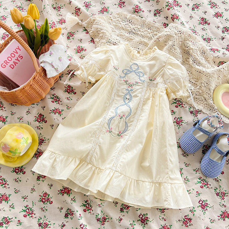 Children's Dress with Lace and Flowers