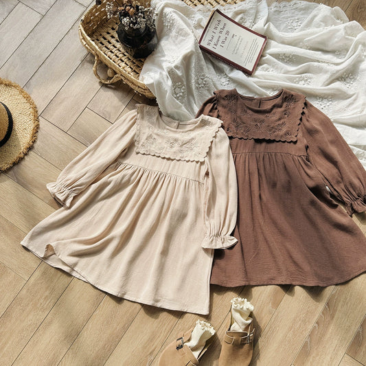 Children's Dress with Flower Collar