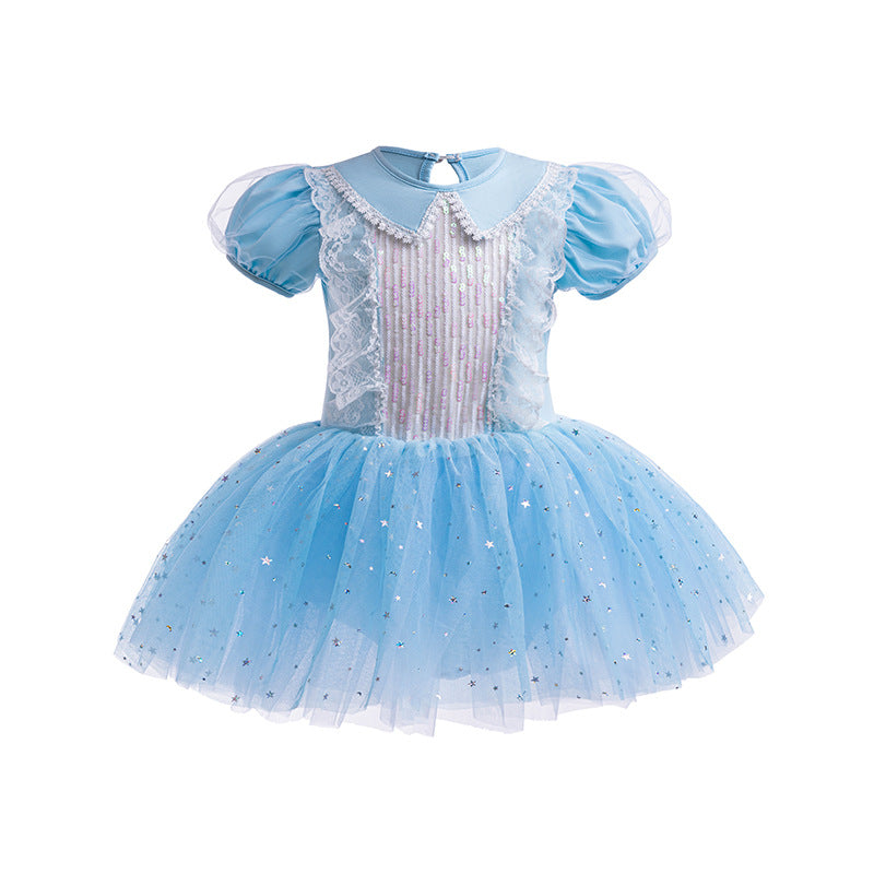 Vestido infantil de princesa con estrellas de tul