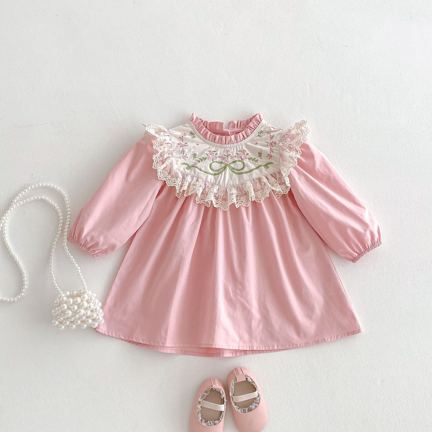 Children's Embroidered Bow Dress