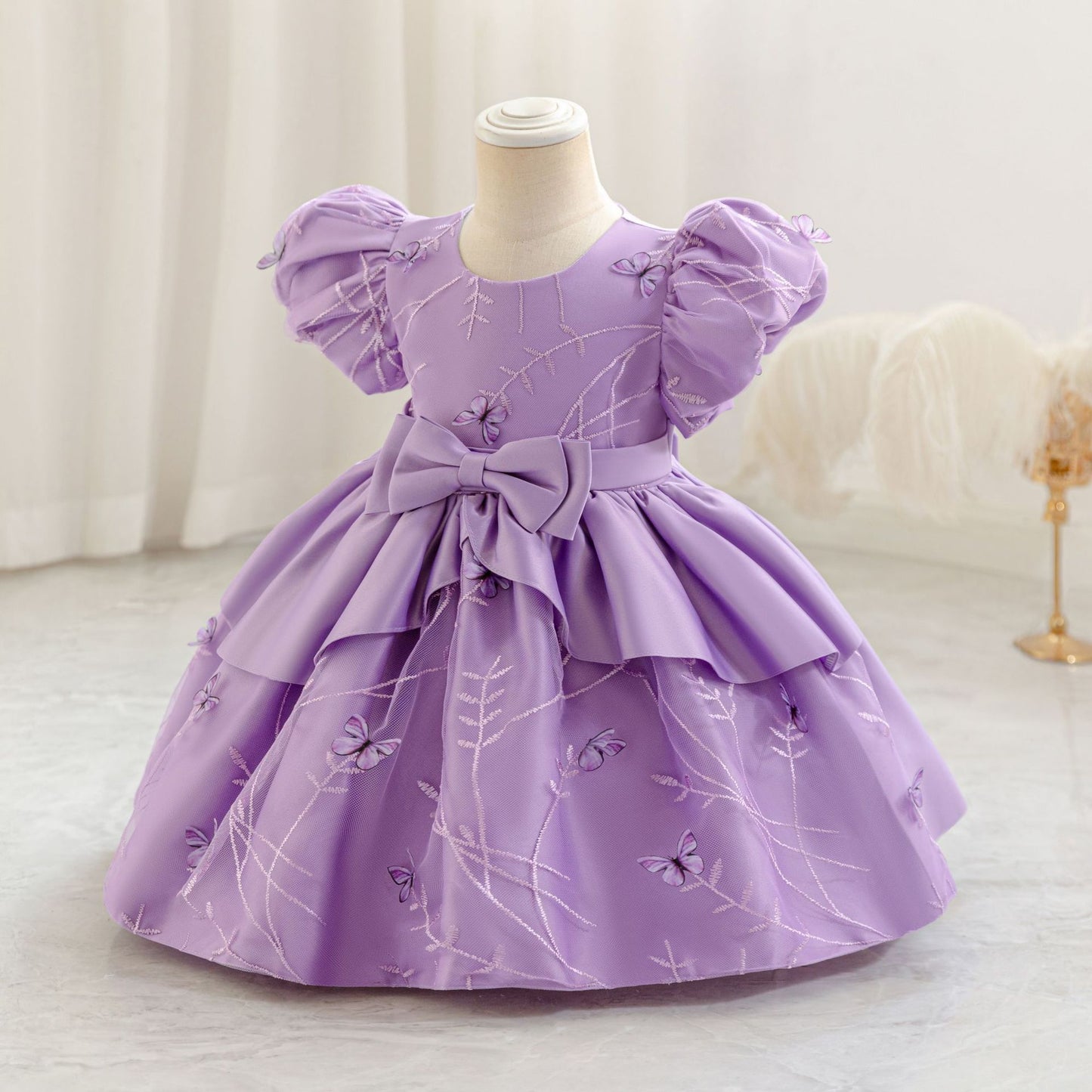 Children's Party Dress with Butterfly Bow