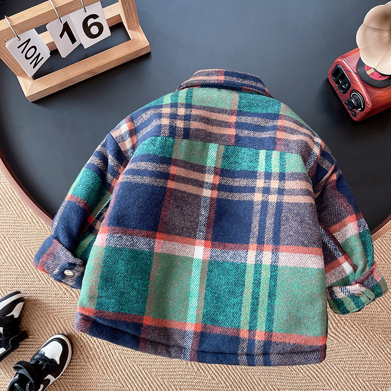 Chaqueta abotonada a cuadros para niña