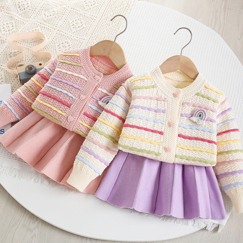 Conjunto de invierno arcoíris para niñas