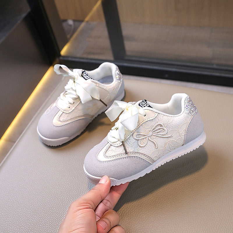 Zapatillas de tenis para niñas con encaje de lentejuelas