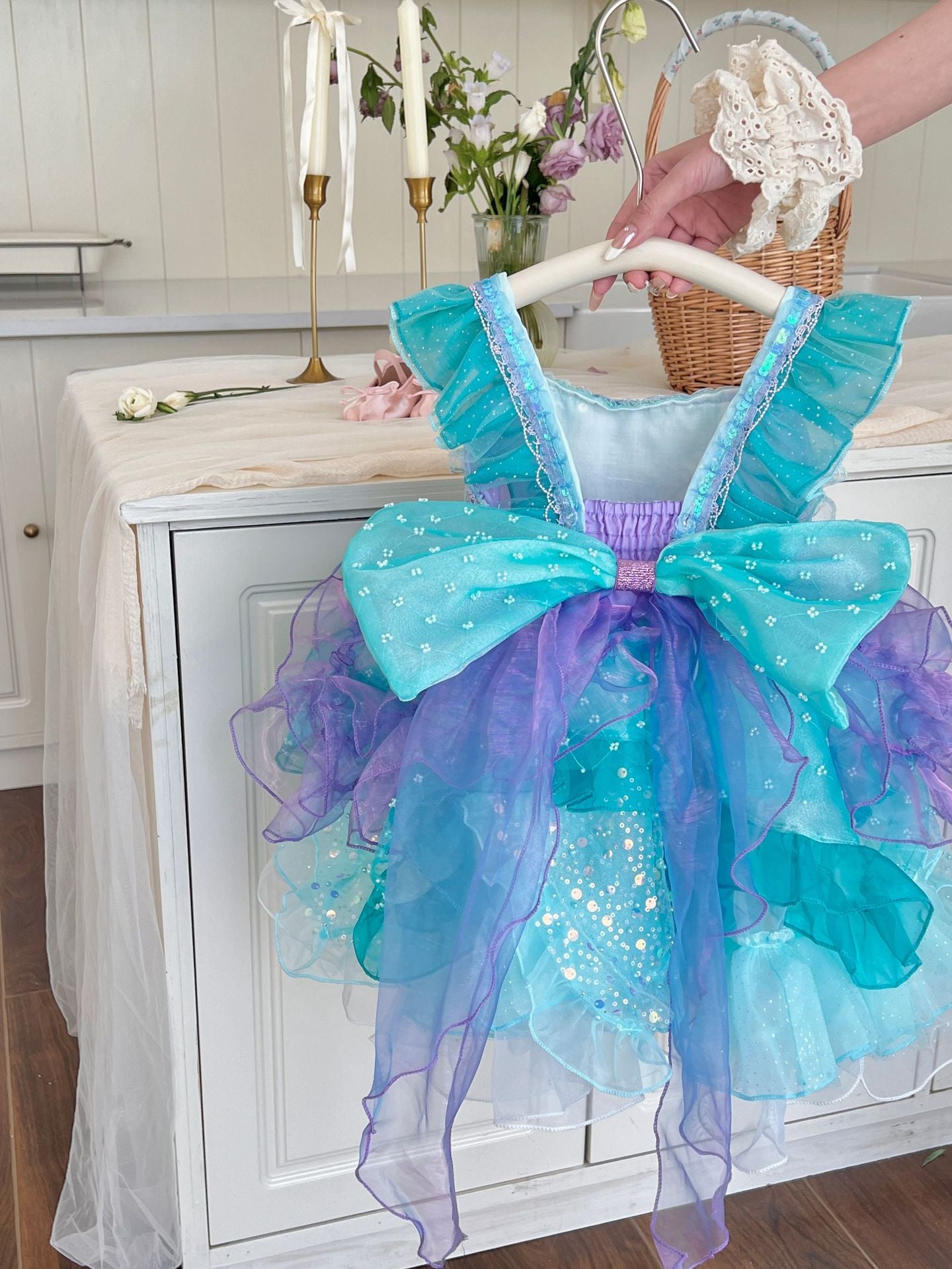 Vestido infantil con lazo de sirena