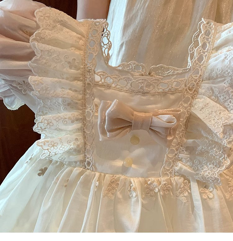 Girls' Eyelet Dress with Bow
