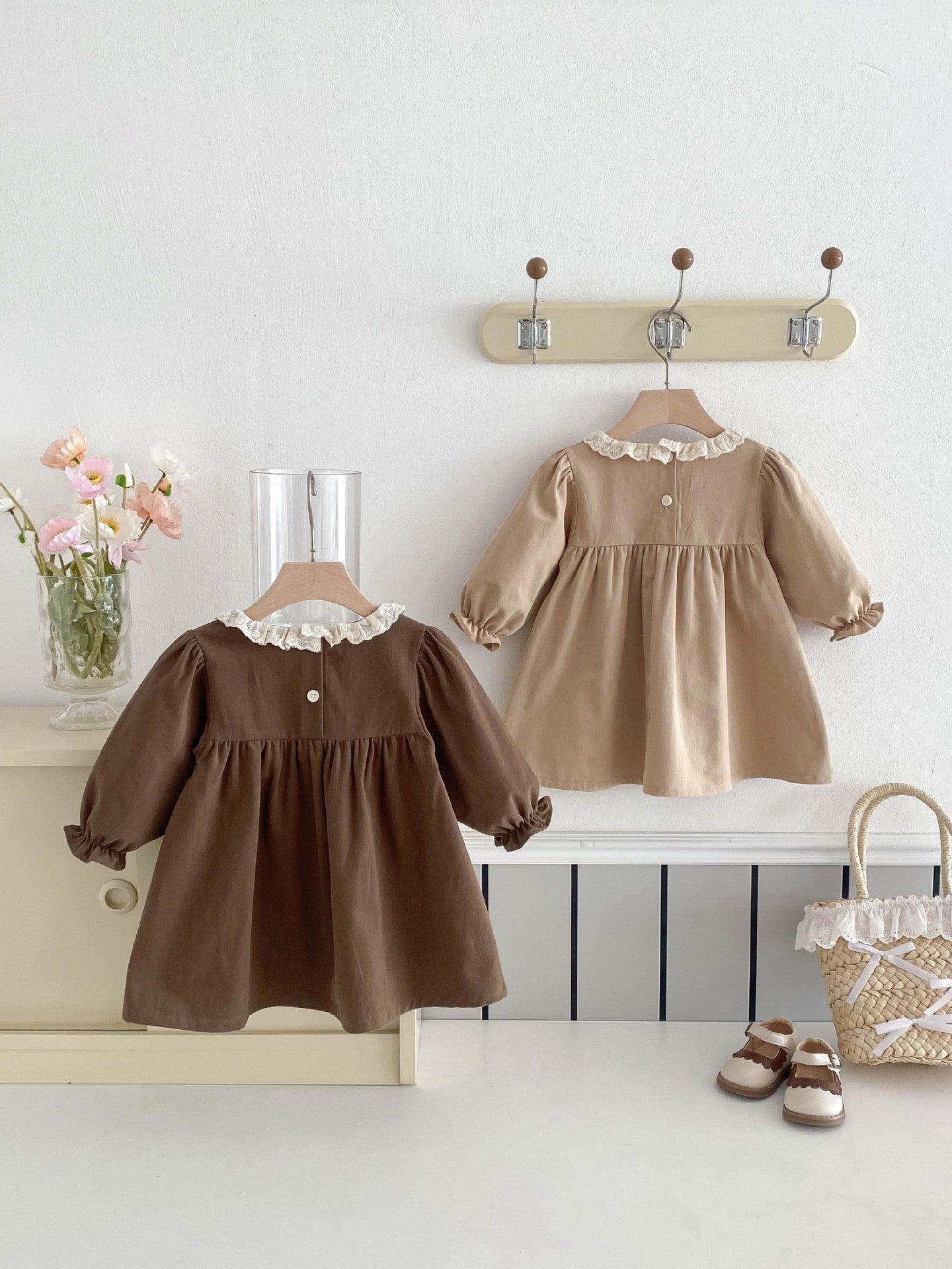 Embroidered Children's Dress with Little Flowers