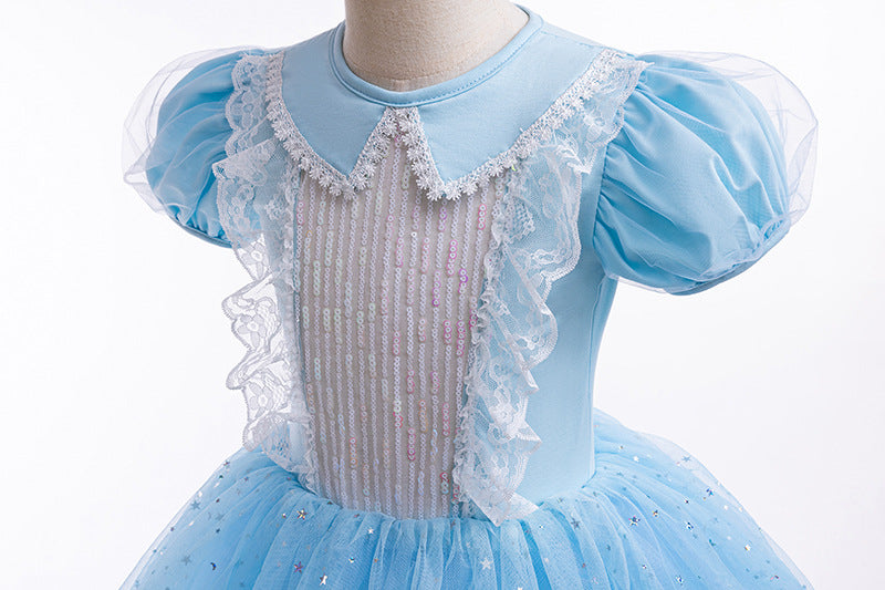 Vestido infantil de princesa con estrellas de tul