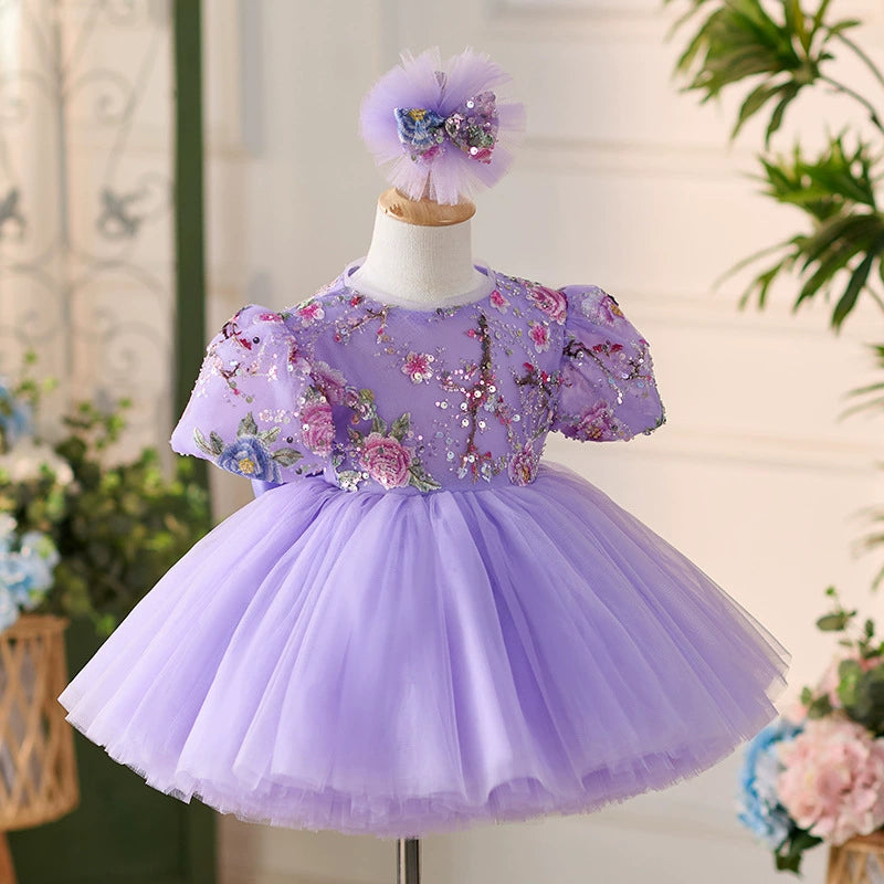 Elegant Sparkly Purple Party Dress for Girls