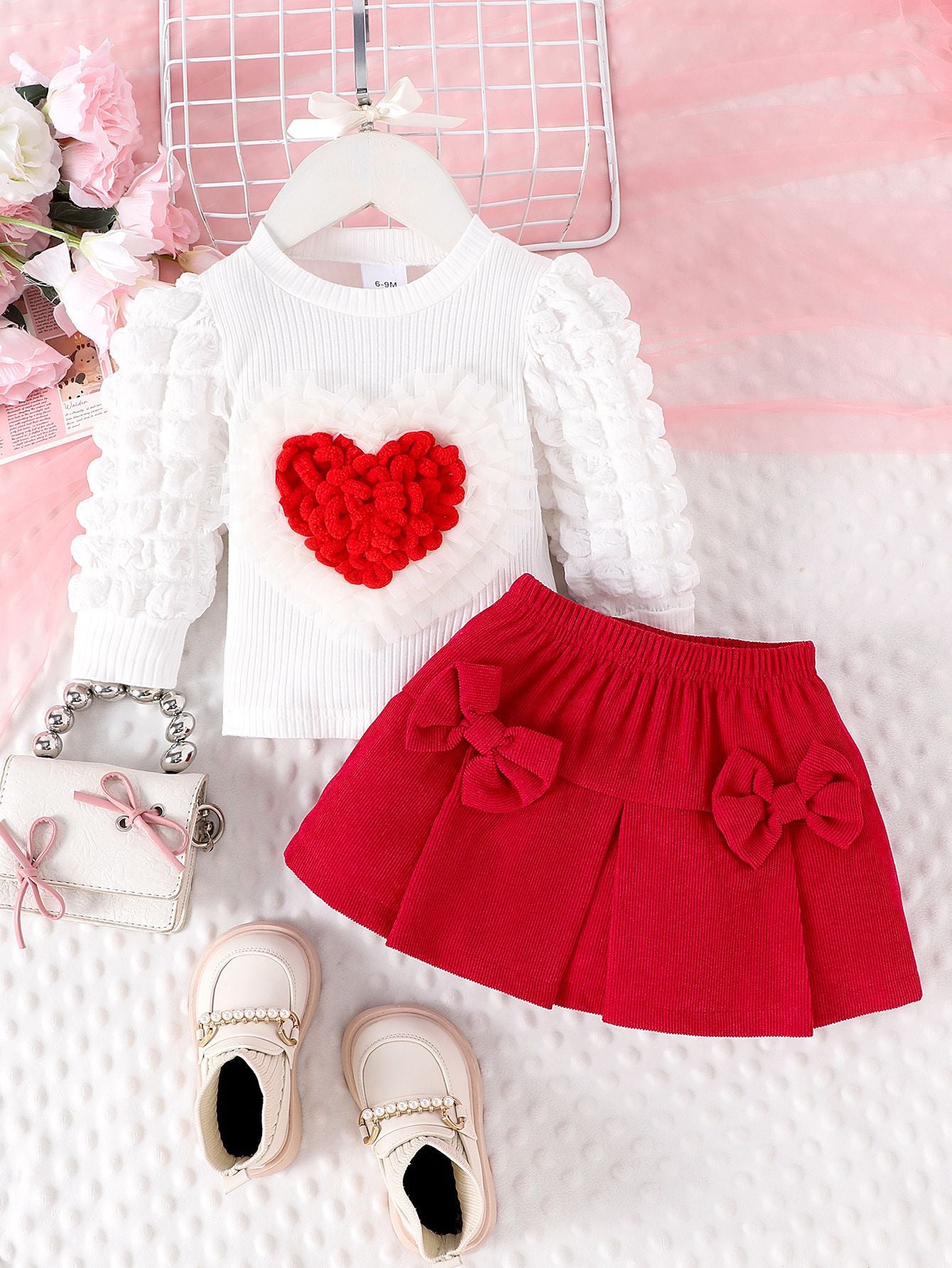 Conjunto de lazo de amor para niñas