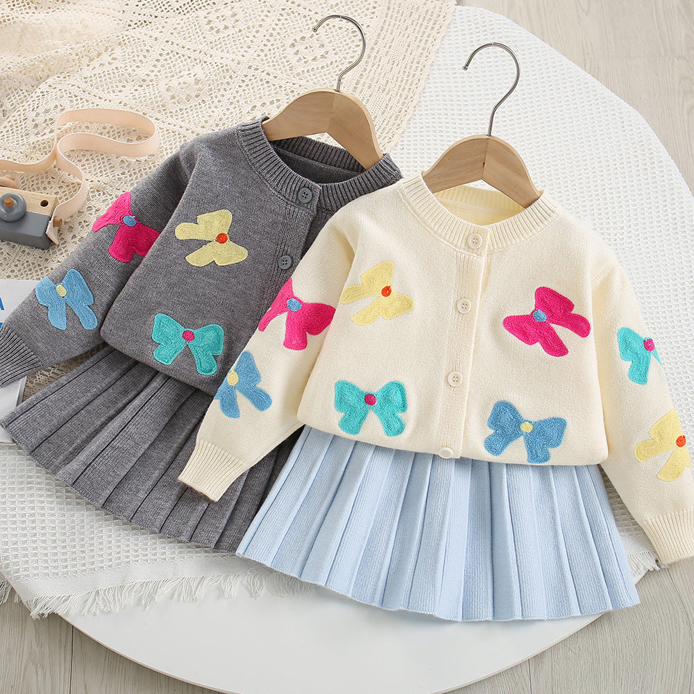 Girls' Knit Set with Bows