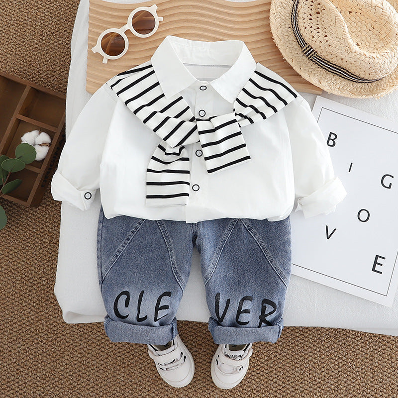 Men's Children's Set Stripes and Jeans