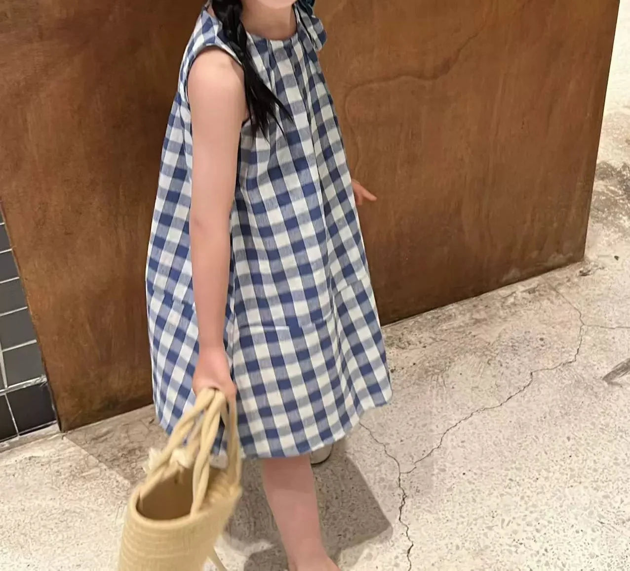 Children's Dress Checkered Flower