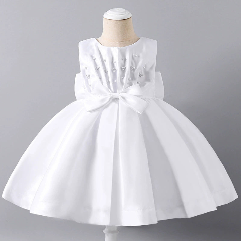 Children's Party Dress with Pearls and Bow